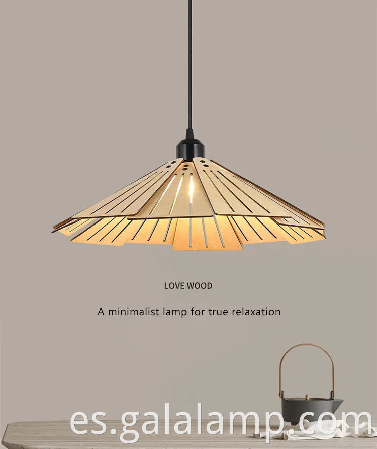 Elegante luz colgante de madera japonesa para salas de té